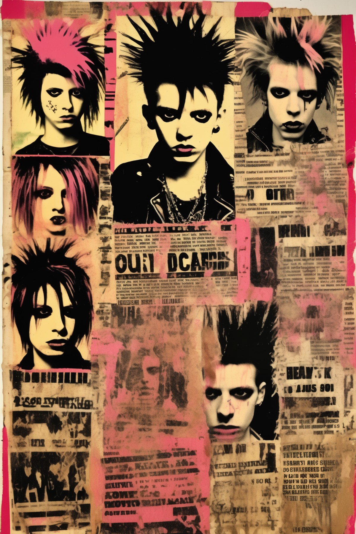<lora:Punk Collage:1>Punk Collage - Punk rock flier rough high contrast poor condition 10th generation photocopy.